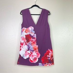 Keepsake the Label Purple Floral V Neck Mini Dress Size M